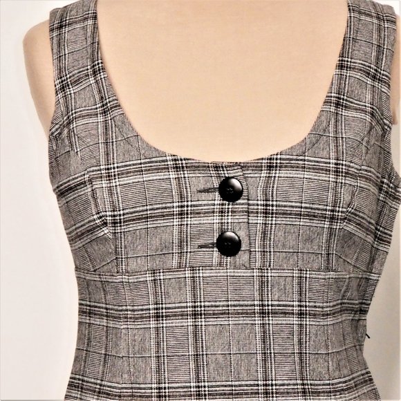 Aritzia Tulula Grey / Brown Wool Blend Plaid Jumper mini Dress Size 6 - Picture 7 of 10